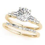 Brilliant Fancy Shape Baguette Remounts Round Diamond Engagement Ring — 9K/18K Gold & Platinum