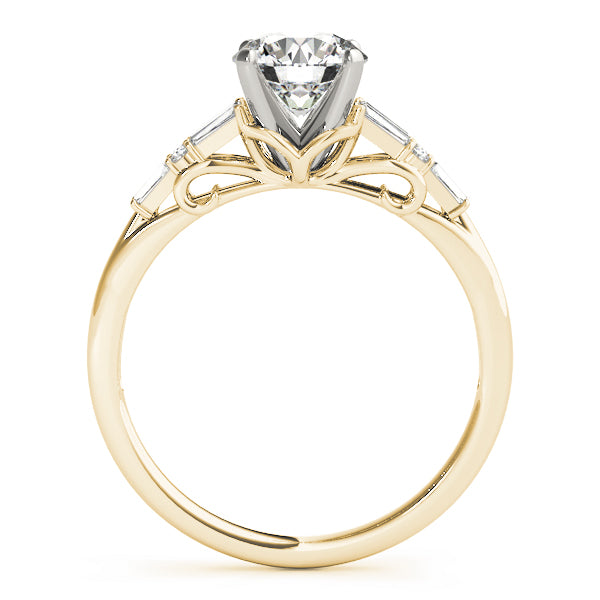 Brilliant Fancy Shape Baguette Remounts Round Diamond Engagement Ring — 9K/18K Gold & Platinum