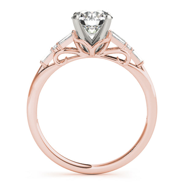 Brilliant Fancy Shape Baguette Remounts Round Diamond Engagement Ring — 9K/18K Gold & Platinum