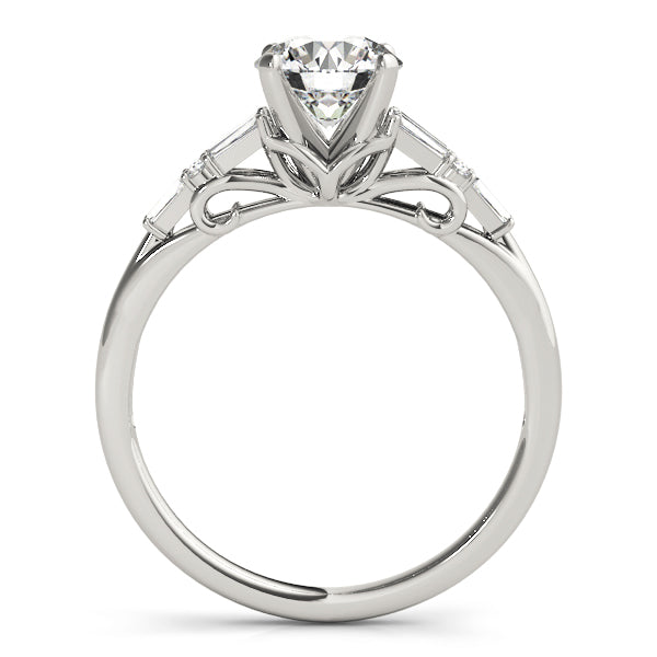 Brilliant Fancy Shape Baguette Remounts Round Diamond Engagement Ring — 9K/18K Gold & Platinum