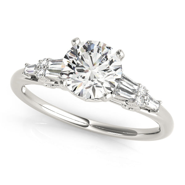 Brilliant Fancy Shape Baguette Remounts Round Diamond Engagement Ring — 9K/18K Gold & Platinum