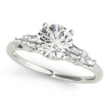 Brilliant Fancy Shape Baguette Remounts Round Diamond Engagement Ring — 9K/18K Gold & Platinum