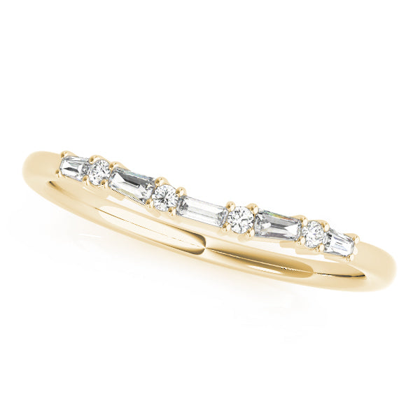 Alternating Round & Fancy Baguette Half Eternity Ring in Gold & Platinum