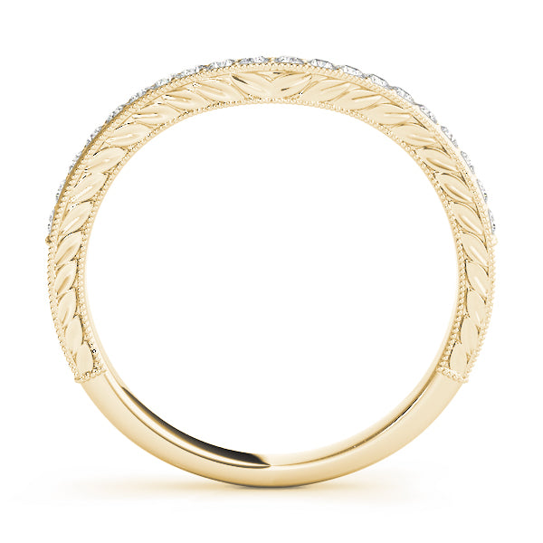 Curved Milgrain Half Eternity Ring in Gold & Platinum