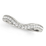 Curved Milgrain Half Eternity Ring in Gold & Platinum