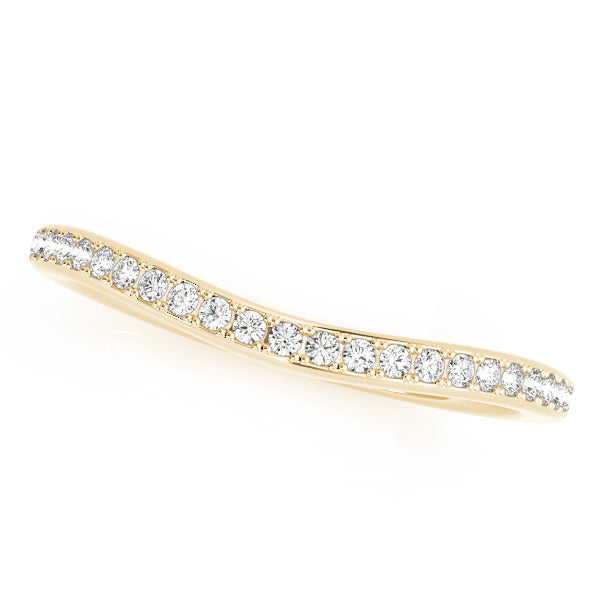 Single Row Prong Set Curved Half Eternity Ring in Gold & Platinum