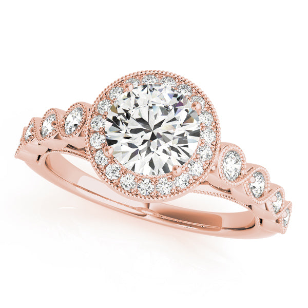 Couture Halo Round Diamond Engagement Ring — 9K/18K Gold & Platinum