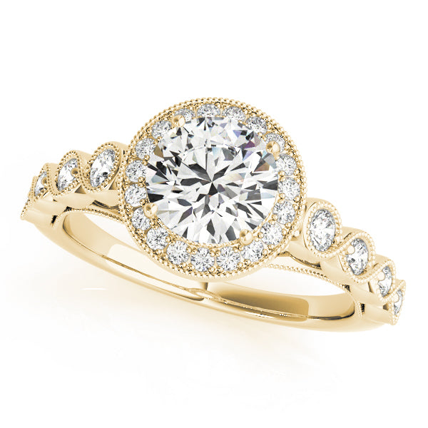 Couture Halo Round Diamond Engagement Ring — 9K/18K Gold & Platinum