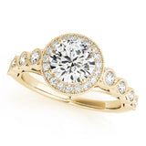 Couture Halo Round Diamond Engagement Ring — 9K/18K Gold & Platinum