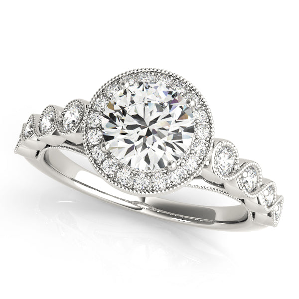 Couture Halo Round Diamond Engagement Ring — 9K/18K Gold & Platinum