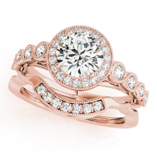 Couture Halo Round Diamond Engagement Ring — 9K/18K Gold & Platinum
