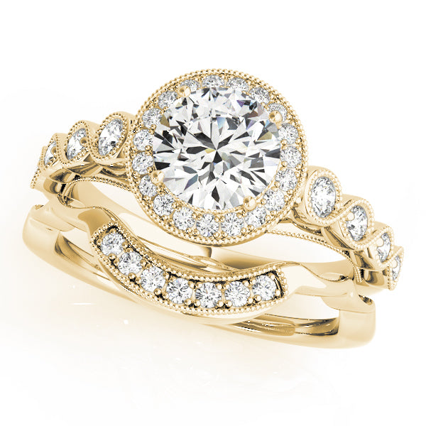 Couture Halo Round Diamond Engagement Ring — 9K/18K Gold & Platinum