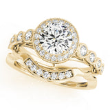 Couture Halo Round Diamond Engagement Ring — 9K/18K Gold & Platinum