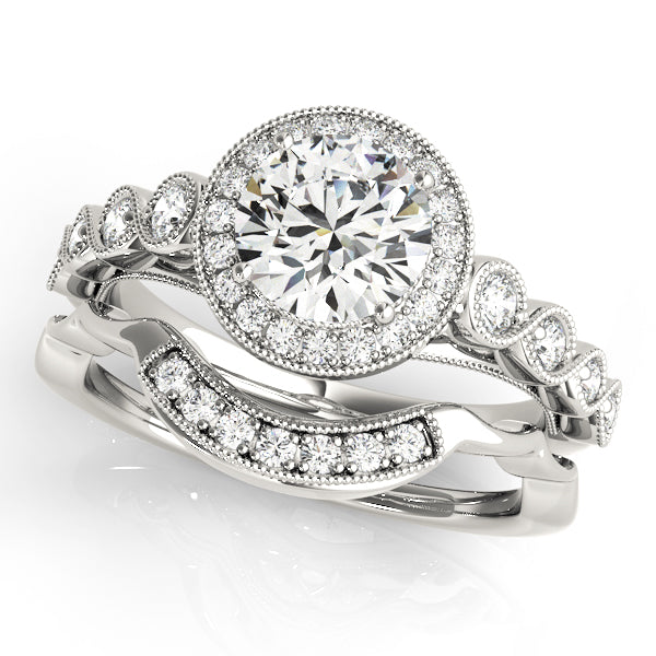 Couture Halo Round Diamond Engagement Ring — 9K/18K Gold & Platinum