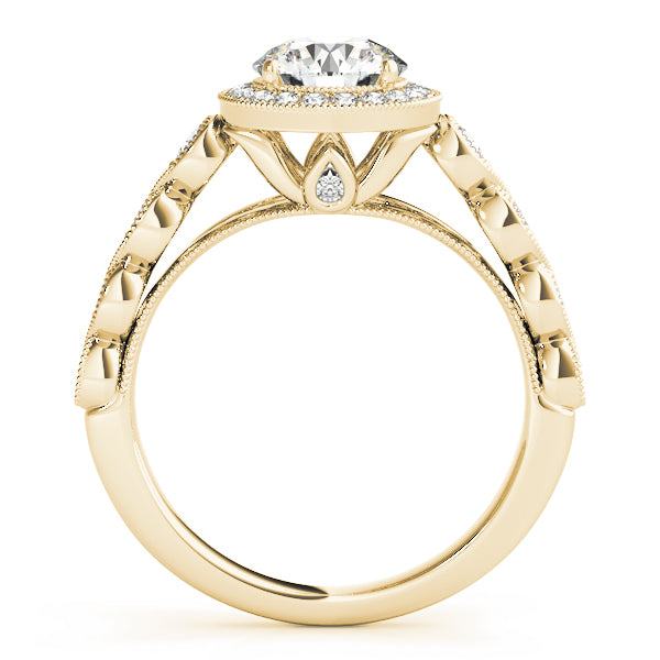 Couture Halo Round Diamond Engagement Ring — 9K/18K Gold & Platinum