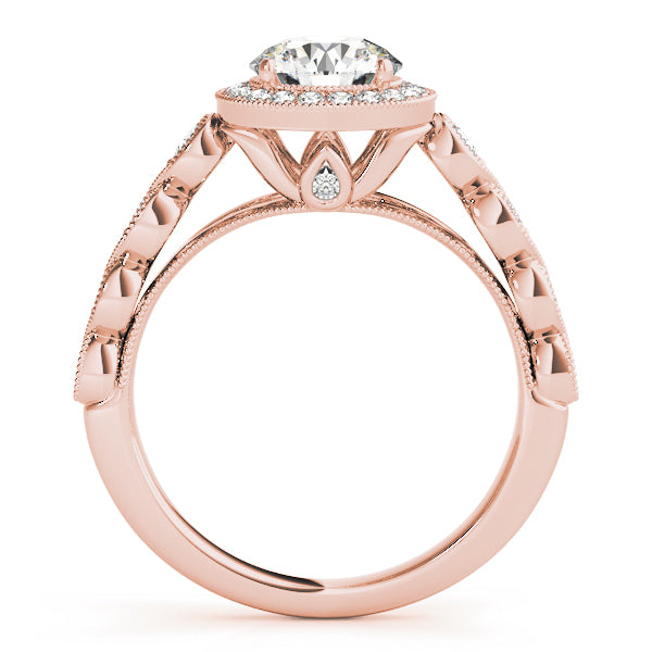 Couture Halo Round Diamond Engagement Ring — 9K/18K Gold & Platinum