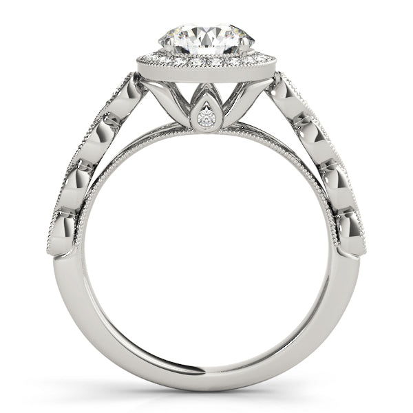Couture Halo Round Diamond Engagement Ring — 9K/18K Gold & Platinum