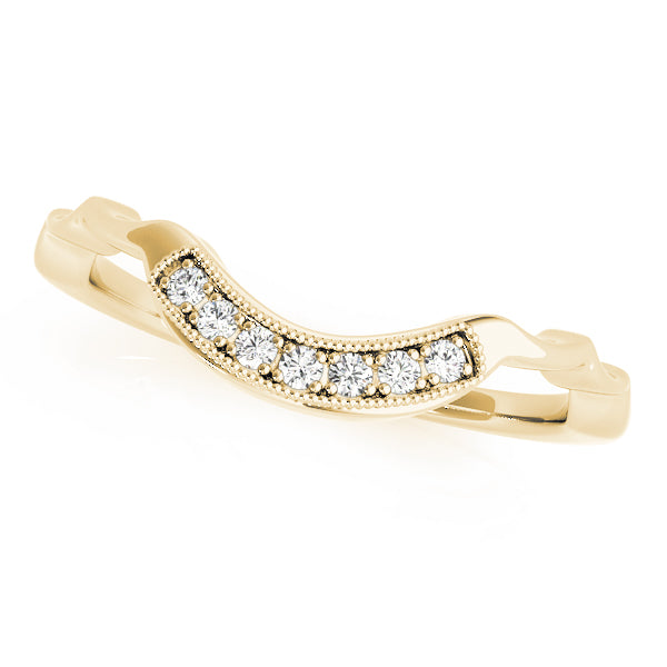 Vintage Milgrain Curved Half Eternity Ring in Gold & Platinum
