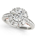 Romantic Halo Round Diamond Engagement Ring — 9K/18K Gold & Platinum
