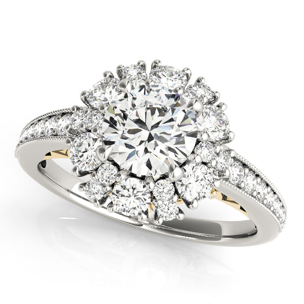 Romantic Halo Round Diamond Engagement Ring — 9K/18K Gold & Platinum