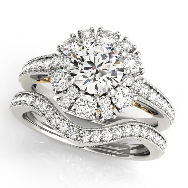 Romantic Halo Round Diamond Engagement Ring — 9K/18K Gold & Platinum