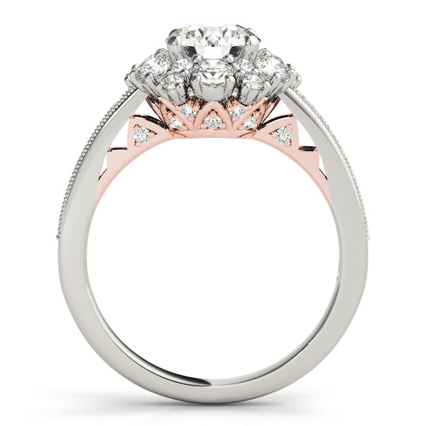 Romantic Halo Round Diamond Engagement Ring — 9K/18K Gold & Platinum