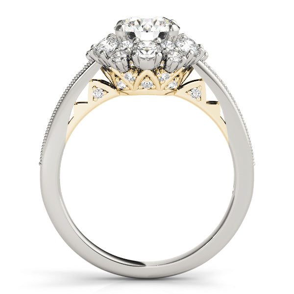 Romantic Halo Round Diamond Engagement Ring — 9K/18K Gold & Platinum