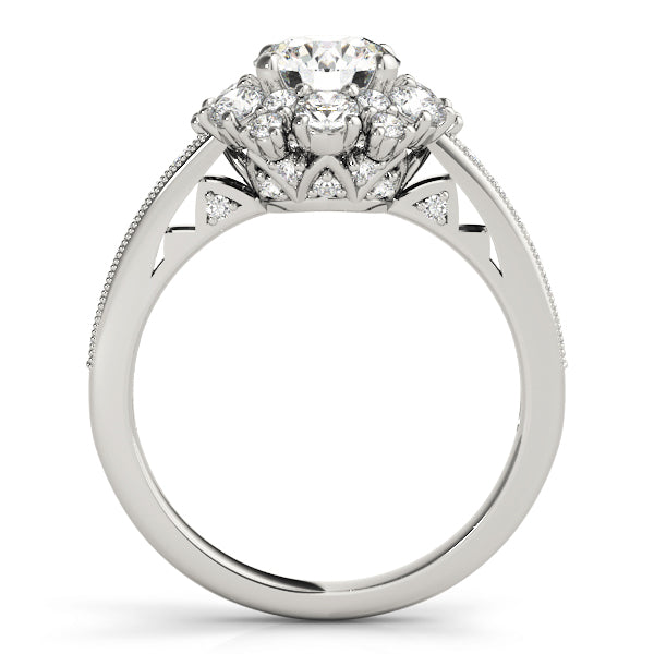 Romantic Halo Round Diamond Engagement Ring — 9K/18K Gold & Platinum