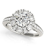 Romantic Halo Round Diamond Engagement Ring — 9K/18K Gold & Platinum