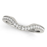 Single Row Prong Set Milgrain Curved Half Eternity Ring in Gold & Platinum