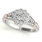 Statement Halo Round Diamond Engagement Ring — 9K/18K Gold & Platinum