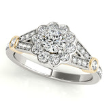 Statement Halo Round Diamond Engagement Ring — 9K/18K Gold & Platinum