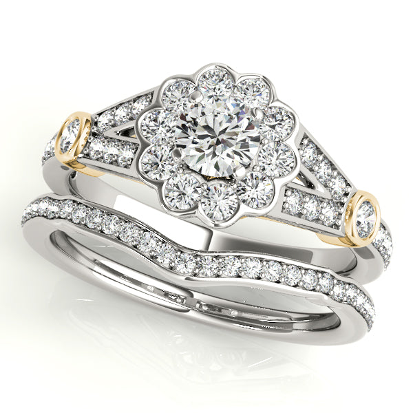 Statement Halo Round Diamond Engagement Ring — 9K/18K Gold & Platinum