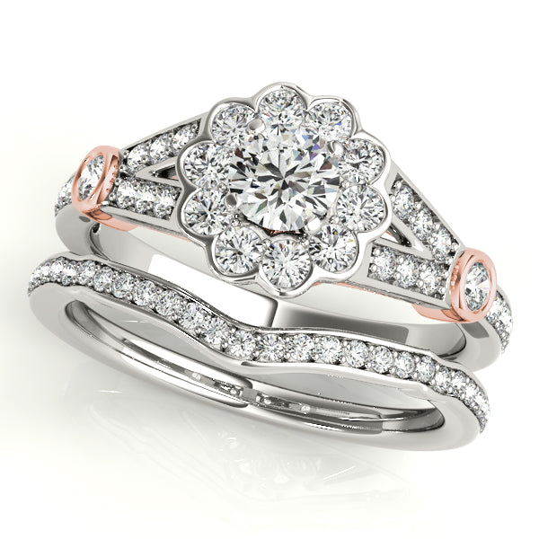 Statement Halo Round Diamond Engagement Ring — 9K/18K Gold & Platinum