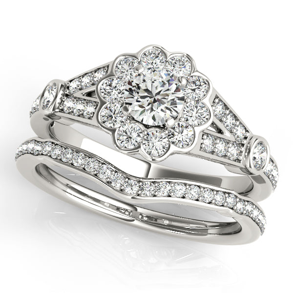 Statement Halo Round Diamond Engagement Ring — 9K/18K Gold & Platinum