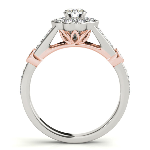 Statement Halo Round Diamond Engagement Ring — 9K/18K Gold & Platinum