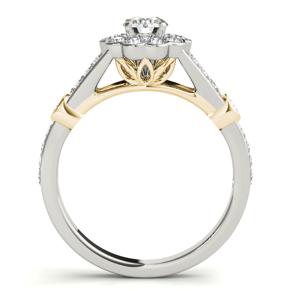 Statement Halo Round Diamond Engagement Ring — 9K/18K Gold & Platinum