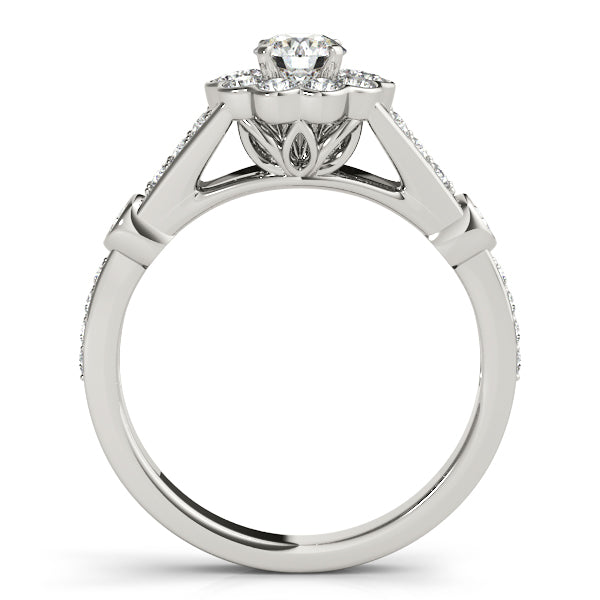 Statement Halo Round Diamond Engagement Ring — 9K/18K Gold & Platinum