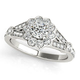 Statement Halo Round Diamond Engagement Ring — 9K/18K Gold & Platinum