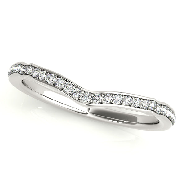 Prong in Channel Curved Half Eternity Ring in Gold & Platinum