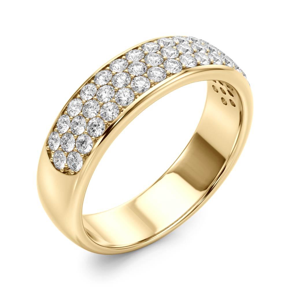Multiple Row Pavã© Set Half Eternity Ring in Gold & Platinum