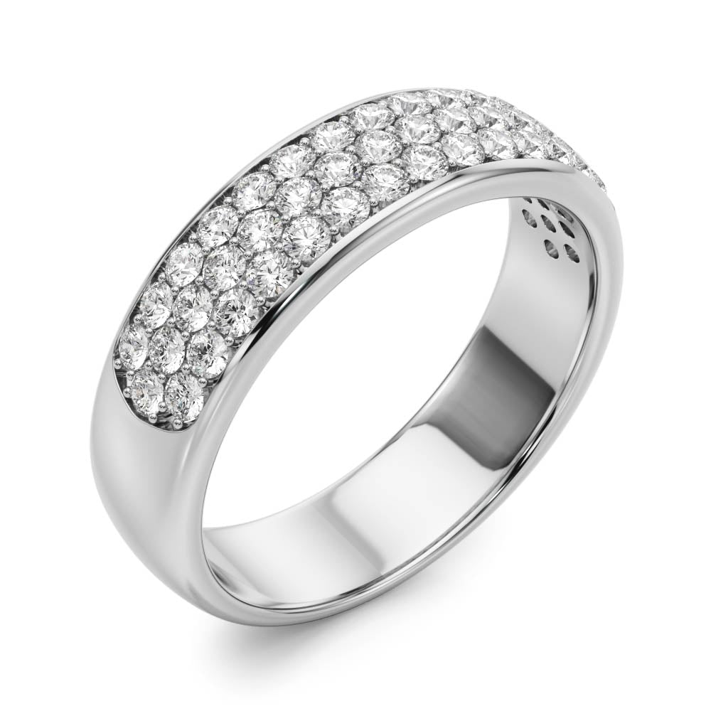 Multiple Row Pavã© Set Half Eternity Ring in Gold & Platinum