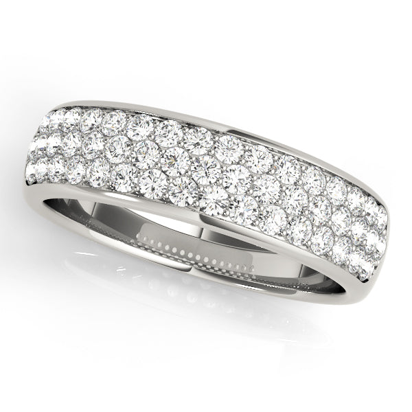 Multiple Row Pavã© Set Half Eternity Ring in Gold & Platinum