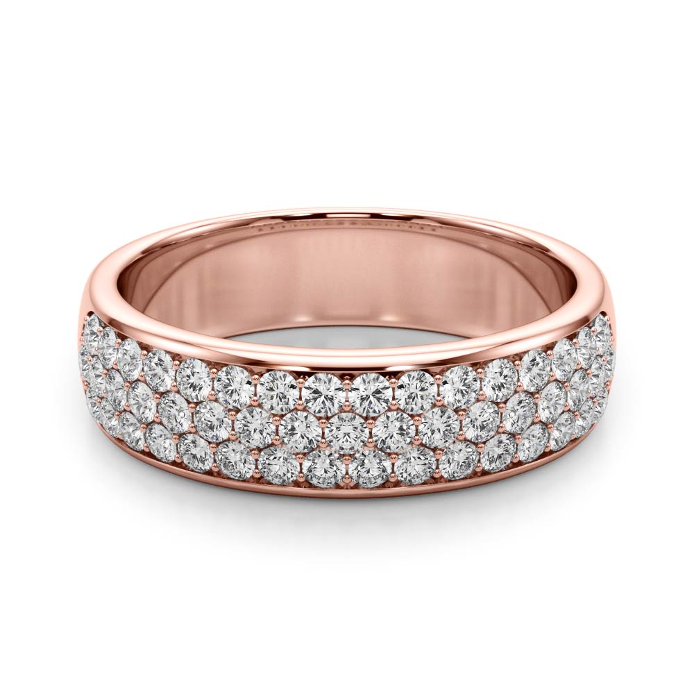 Multiple Row Pavã© Set Half Eternity Ring in Gold & Platinum
