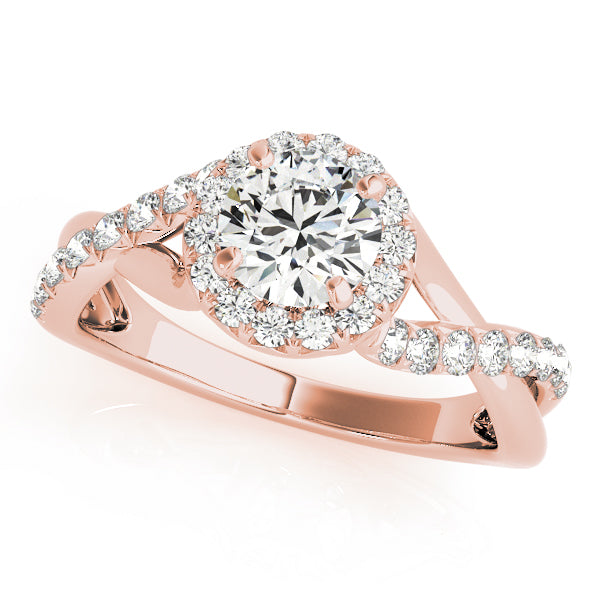 Celestial Halo Round Diamond Engagement Ring — 9K/18K Gold & Platinum
