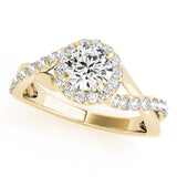 Celestial Halo Round Diamond Engagement Ring — 9K/18K Gold & Platinum