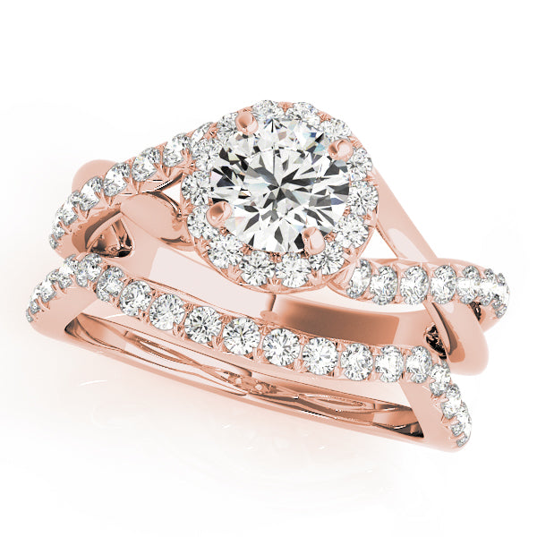 Celestial Halo Round Diamond Engagement Ring — 9K/18K Gold & Platinum