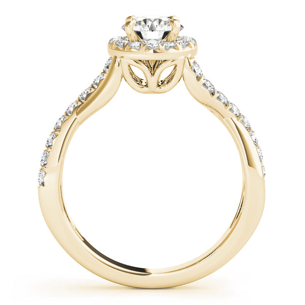 Celestial Halo Round Diamond Engagement Ring — 9K/18K Gold & Platinum