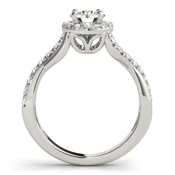 Celestial Halo Round Diamond Engagement Ring — 9K/18K Gold & Platinum
