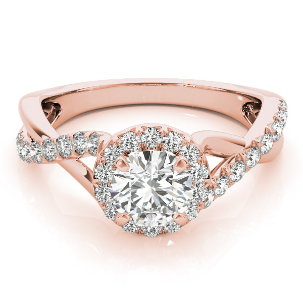 Celestial Halo Round Diamond Engagement Ring — 9K/18K Gold & Platinum